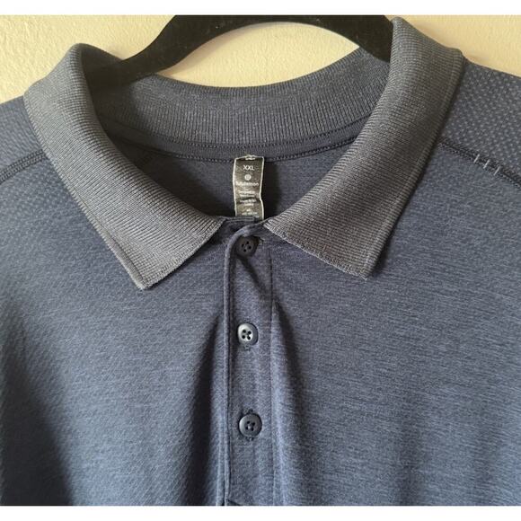 Lululemon Shirt Men’s XXL Navy Polo Metal Vent Golf Short Sleeve READ - Picture 5 of 8